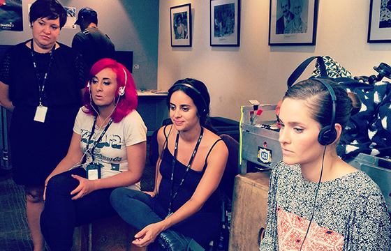 Producer Michelle Hardy with Skit Box: Greta Lee Jackson, Adele Vuko and Sarah Bishop