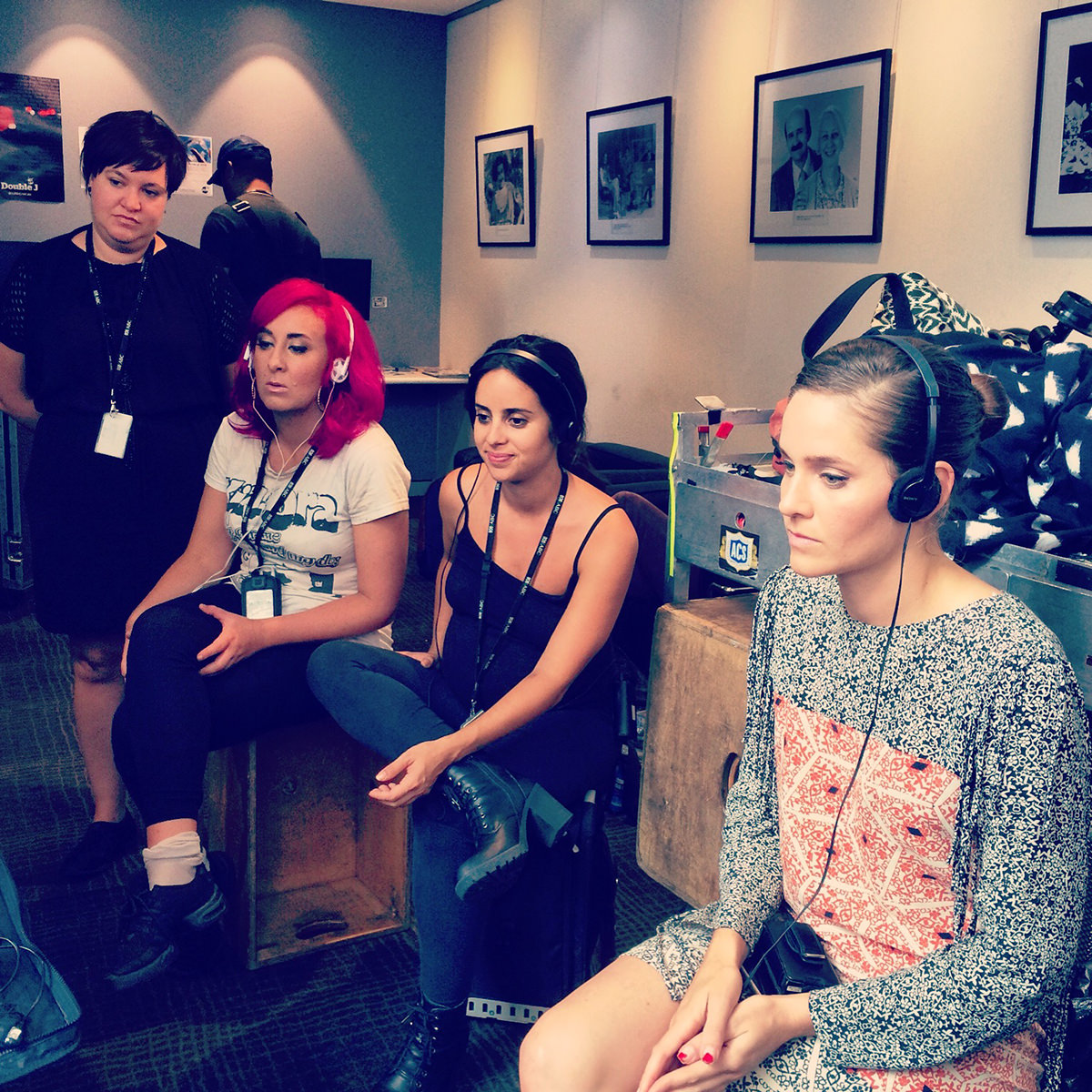 Producer Michelle Hardy with Skit Box: Greta Lee Jackson, Adele Vuko and Sarah Bishop. Supplied by Skit Box.