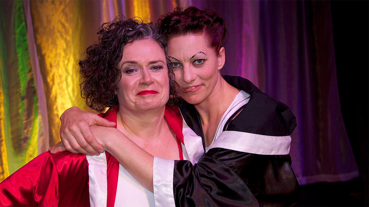 Judith Lucy and Amanda Palmer in episode one of Judith Lucy is All Woman.
