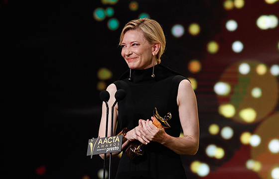 Cate Blanchett wins the AACTA Longford Lyell Award during the 5th AACTA Awards. Photo by Brendon Thorne/Getty Images.